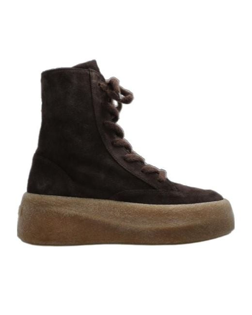 Vic Matié Black Round-Toe Lace-Up Ankle Boots