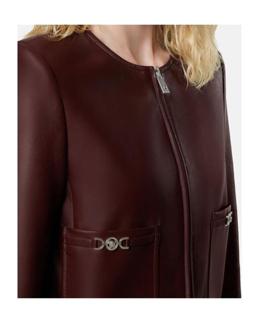 Versace Purple Leather Zipped Jacket