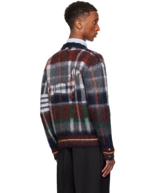 Thom Browne Black Checkered Button-Up Cardigan for men