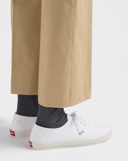 Prada White Drill Lace-Up Sneakers for men