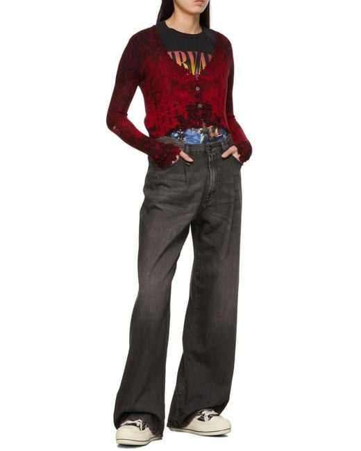 R13 Black Pleated Wide-Leg Jeans