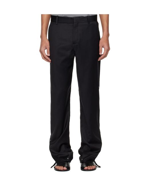 HELIOT EMIL Black Derby Tailored Belt Loop Wool Casual Pants for men