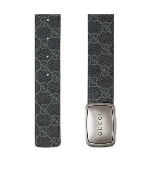 Gucci Black Logo Plaque Monogrammed Belt for men