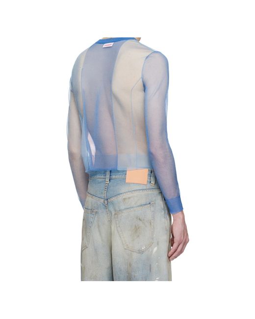 charlesjeffreyloverboy Blue Sheer Sweater for men
