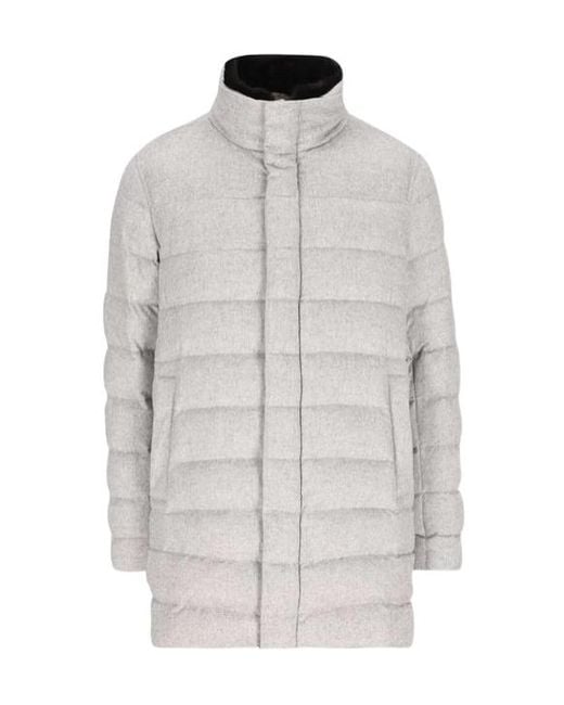 Herno Gray Long-Sleeved Down Coat for men