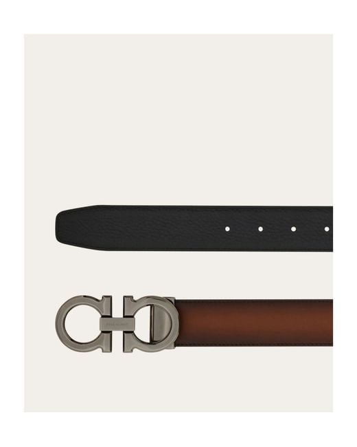 Ferragamo White Reversible And Adjustable Belt With Rectangular Buckle for men