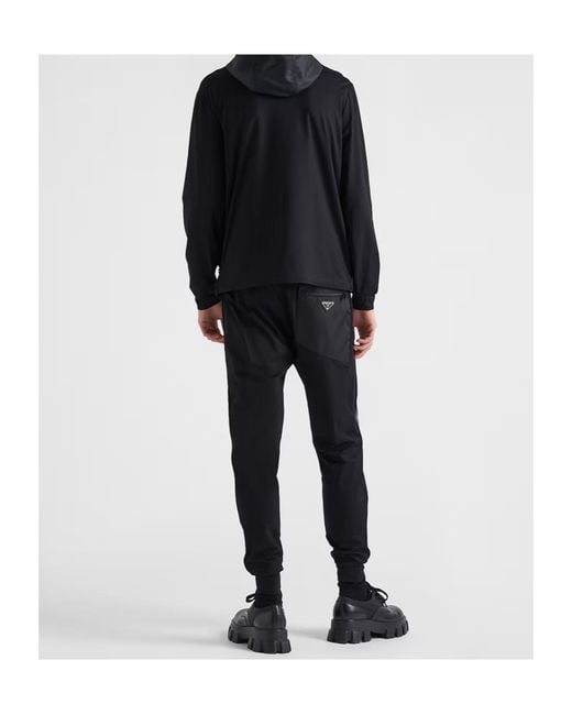 Prada Black Triangle-Logo Elasticated Waistband Trousers for men