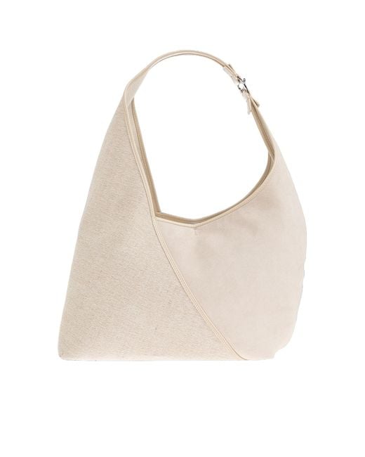 Samsøe & Samsøe White Sakaia Panelled Leather-Trim Shoulder Bag