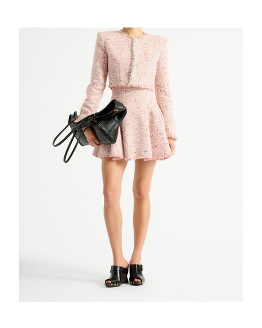 Balmain Pink Tweed Cropped Jacket