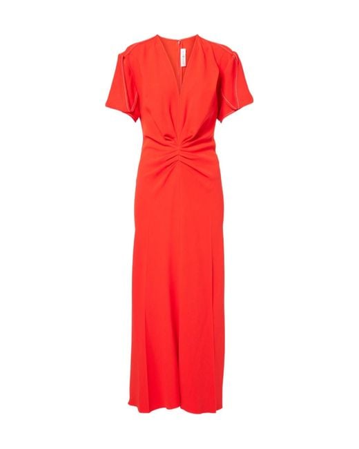 Victoria Beckham Red Cady Maxi Dress