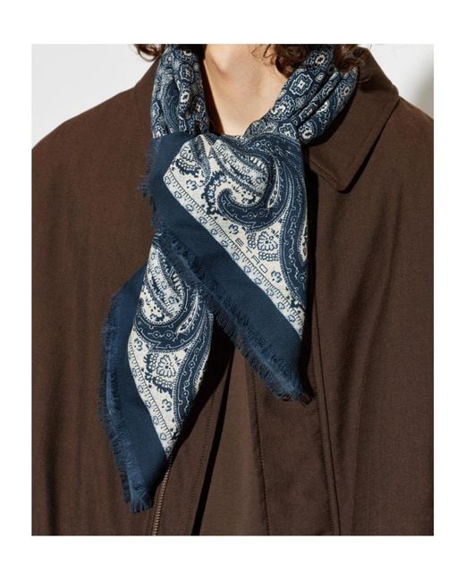 Etro Blue Patterned Scarf for men