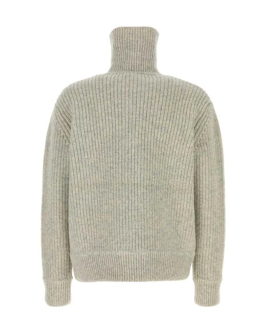 Dries Van Noten Gray Stand Up Collar Knitted Polo Shirt for men