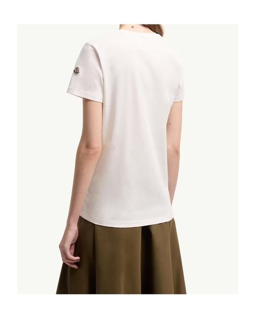 Moncler White Logo Patch Crewneck T-Shirt