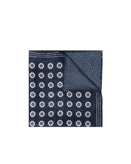 Brunello Cucinelli Blue Geometric-Pattern Silk Pocket Square for men