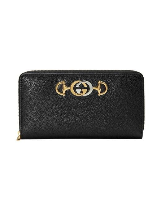 Gucci Black Zumi Textured Long Wallet