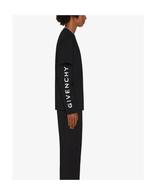 Givenchy Black 4G Embroidered Long-Sleeved T-Shirt for men