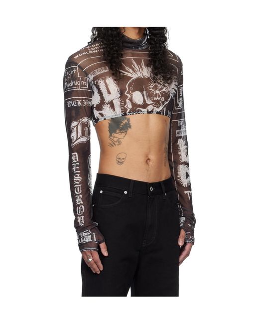 Lu'u Dan Black Mesh Crop Top for men