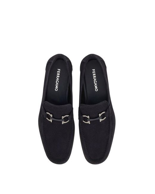 Ferragamo Blue Ferragamo Gancini Buckle Loafers for men