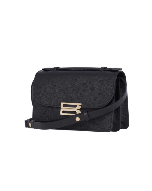 Victoria Beckham Black Logo Plaque Mini Top Handle Bag