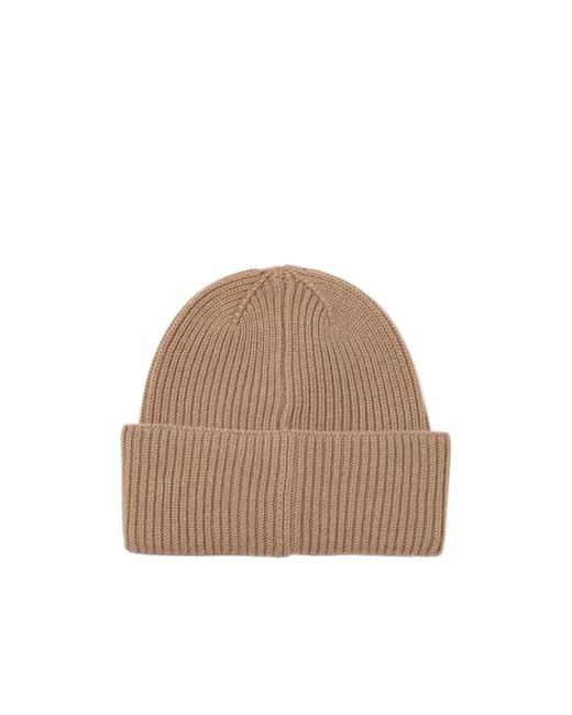 Max Mara Brown Logo Embroidered Ribbed Beanie
