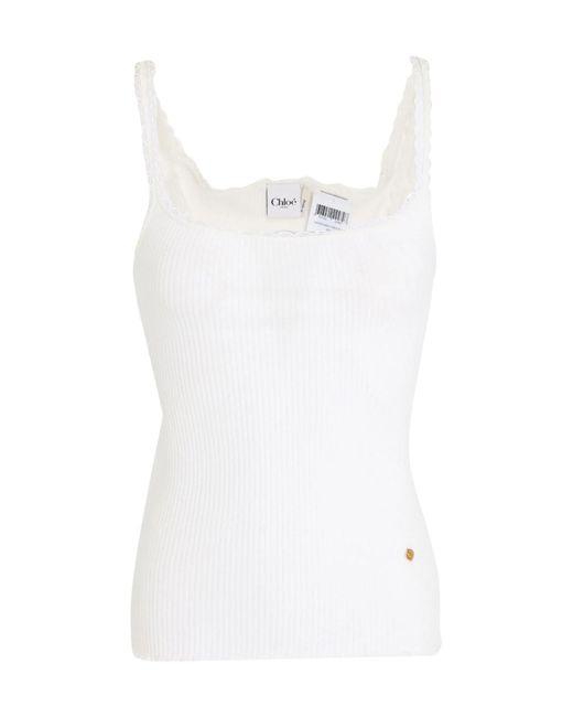 Chloé White Solid Color Sleeveless Vest