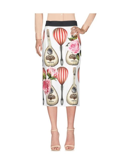 Dolce & Gabbana Red Crepe Midi Skirt