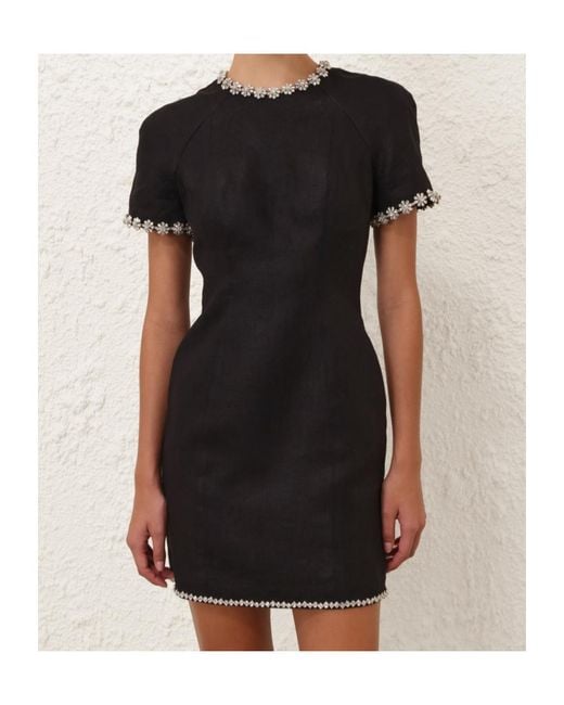 Zimmermann Black Rebellion Embellished Mini Dress