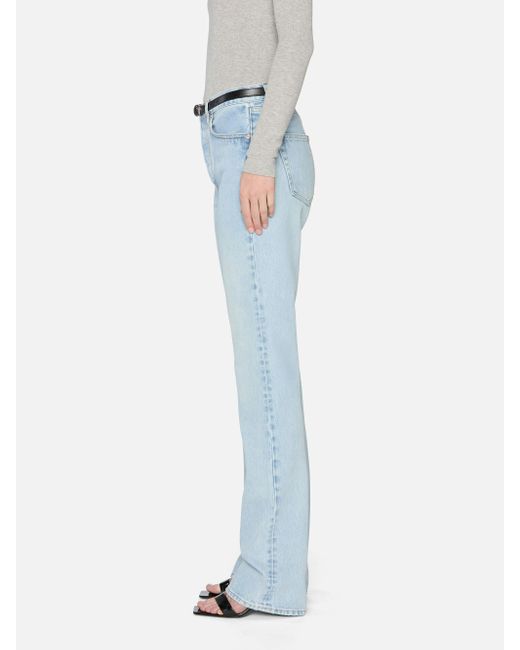 FRAME Blue High-Waisted Straight-Leg Jeans