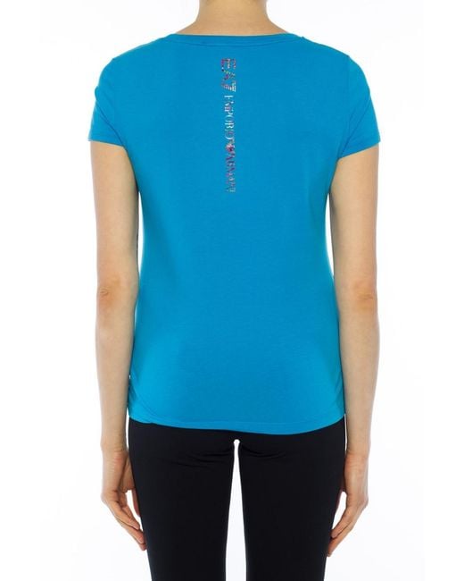 EA7 Blue Round Collar Logo T-Shirt
