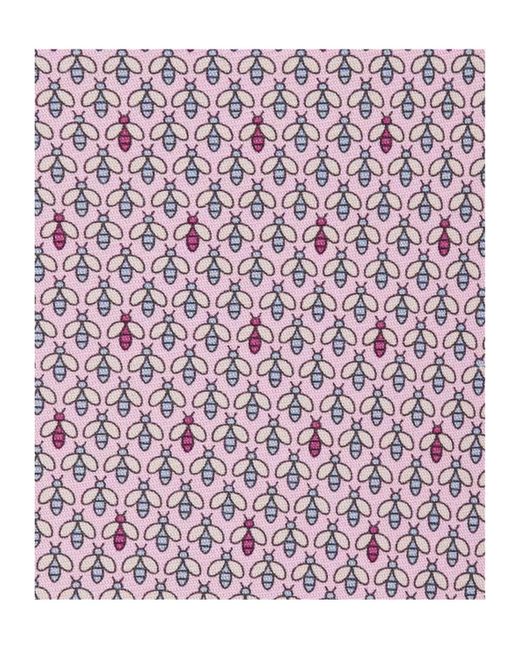 Zegna Purple Bee-Print Silk Tie for men