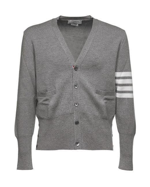 Thom Browne Gray Bar Cardigan for men