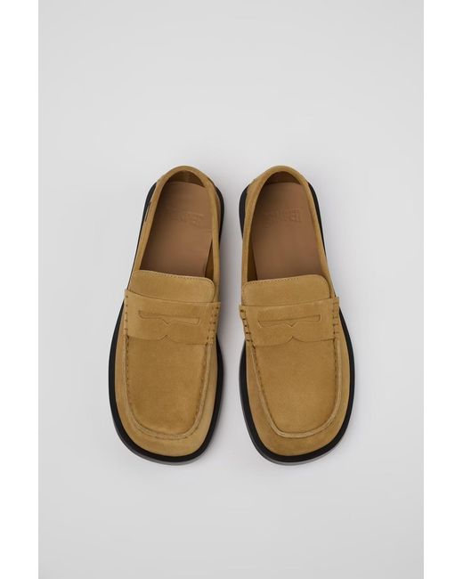 Camper Brown Don Suede Leather Loafers for men