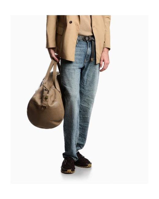 Emporio Armani Blue Five-Pocket Denim Jeans Regular Fit With Whiskering for men