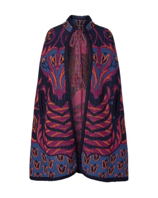 Etro Purple Jacquard Cape