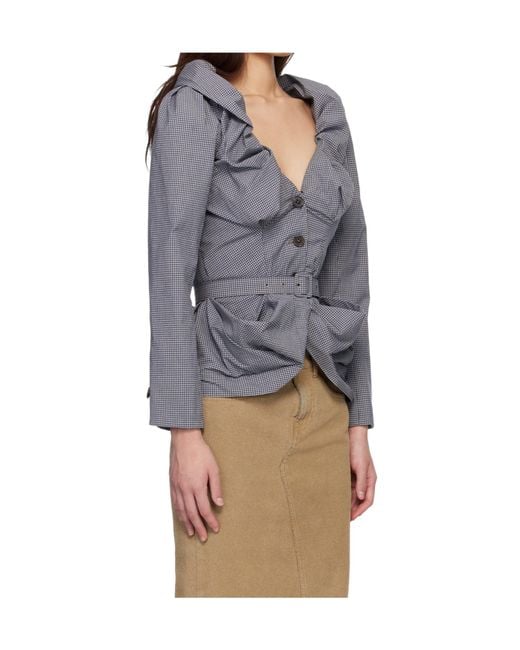 Vivienne Westwood Gray Kendall Ruched Gingham Blazer