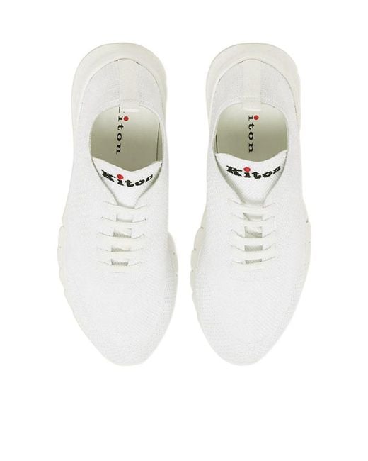 Kiton White Mesh Fit Sneakers