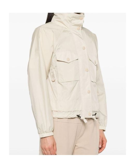 Moncler Natural Grenoble High-Neck Drawstring Coat