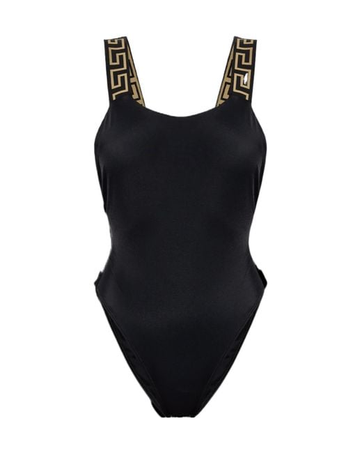 Versace Black Greca One Piece Swimsuit