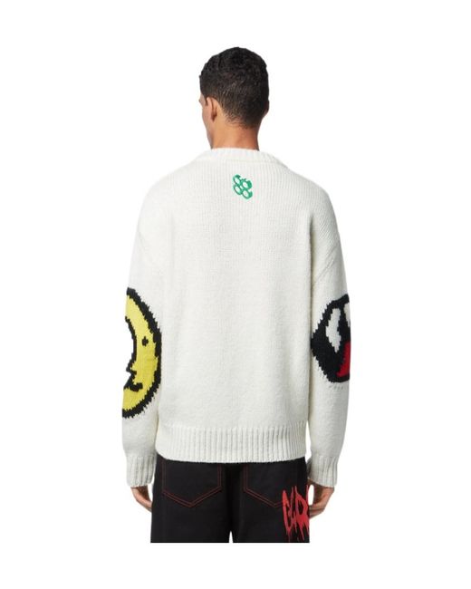 Gcds White Plush Intarsia Jumper for men