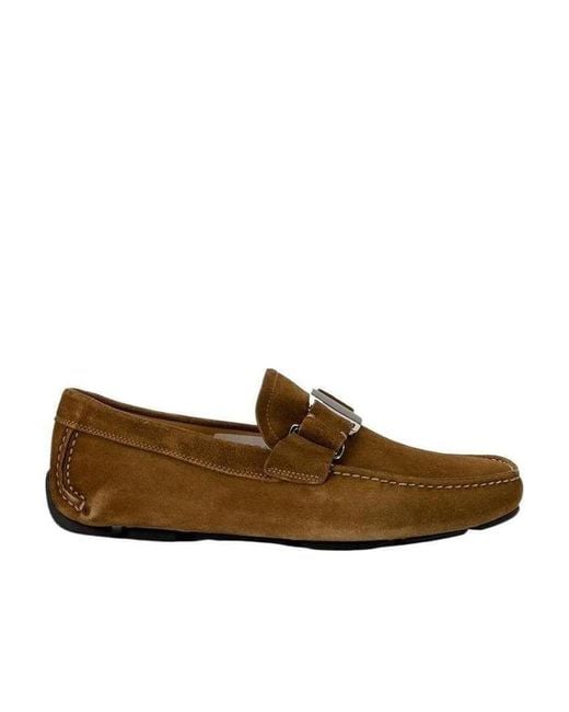 Ferragamo Brown Buckle Business Casual Shoes for men