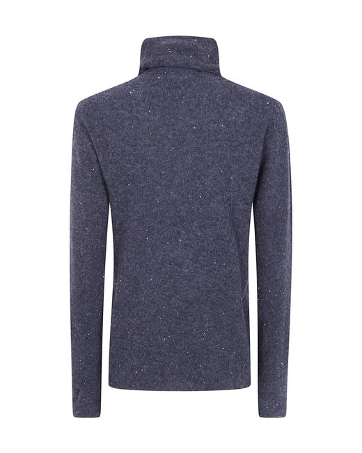 Antonelli Blue Sequin-Embellished Roll-Neck Sweater