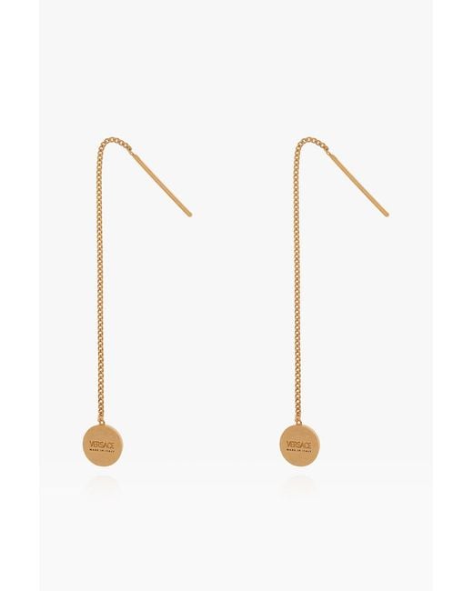 Versace White Medusa Head Drop Earrings