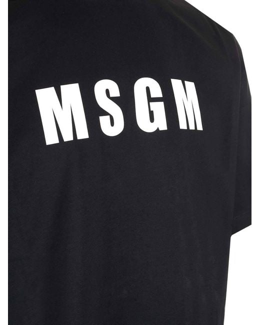 MSGM Black Logo Longline T-Shirt for men