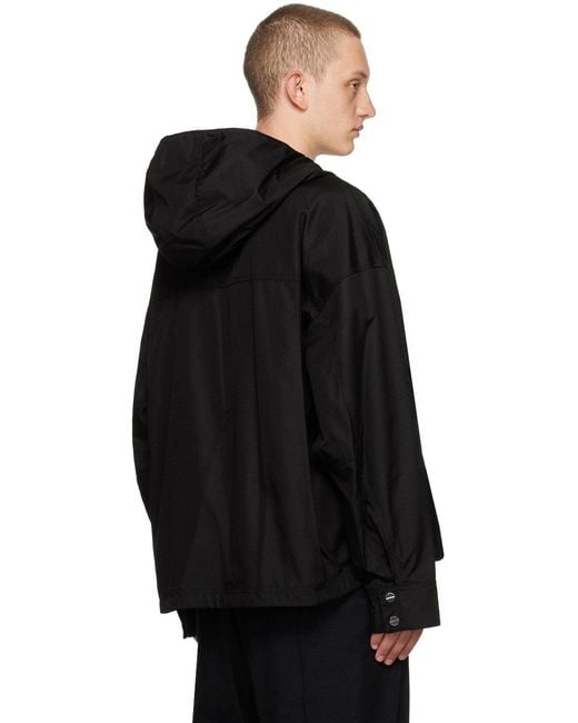 Wooyoungmi Black Hooded Long-Sleeved Casual Jacket for men