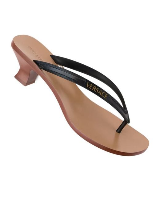 Versace Brown Sophie Rubber Thong Sandals 40Mm