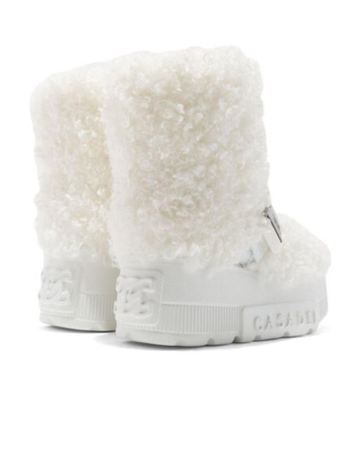 Casadei White Buckled Chunky Boots