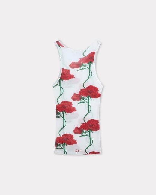 KENZO White Floral Print Tank Top