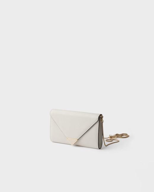 Prada Gray Logo Plaque Foldover Top Mini Shoulder Bag