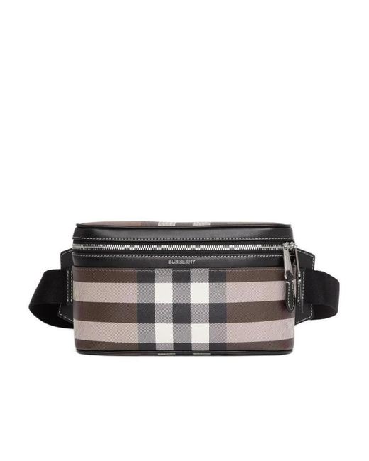 Burberry Black Checked Cube Belt Bag
