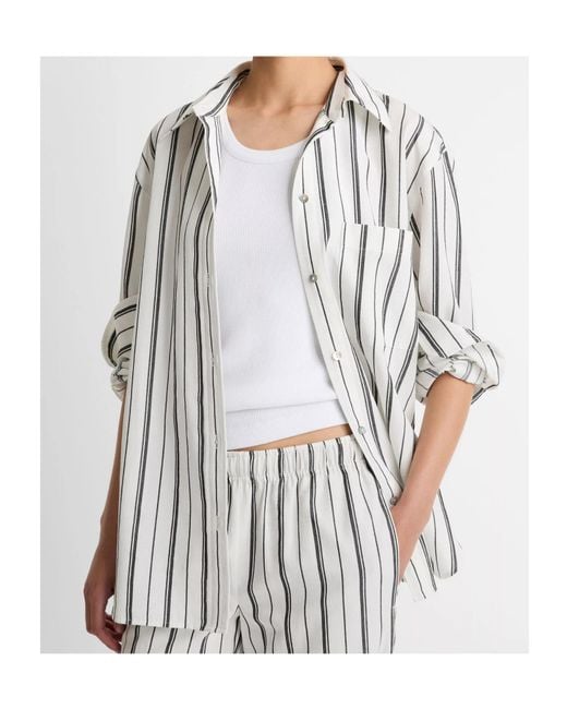 Vince White Striped Pocket Shirt